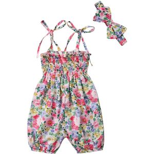2 STUKS Pasgeboren Baby Meisje Prinses Bloemen Romper Jumpsuit Outfits Sunsuit Zomer Baby Kleding