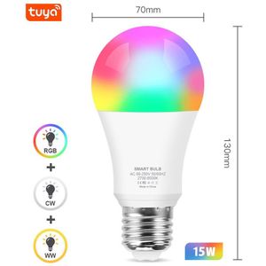 Tuya Smart Light Wifi E27 Led Lamp 12W 15W Kleur Veranderende Lamp Rgb + Wit + Warm Wit app Voice Control Bedienen Google Home /Alexa