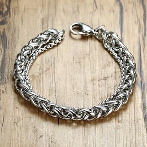 Dubbele Ketting Armband Dikke En Dunne Ketting Mannen Polsbandjes Mannen Sieraden Accessoires Armbanden