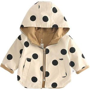 Polka dot jas jas bovenkleding hoodies double side baby peuter kid kinderen baby meisje jongen herfst lente kleding 100% katoen