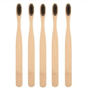 5Pc Natuurlijke Bamboe Tandenborstel Set Zachte Haren Houtskool Tanden Whitening Bamboe Tandenborstels Zachte Dental Oral Care