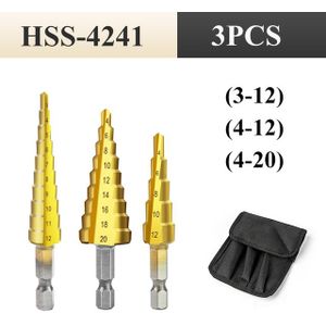 3-12Mm 4-12Mm 4-20Mm 4-32Mm Hss Rechte Groef Stap boor Set Titanium Coated Hout Metaal Hole Cutter Core Boor Set