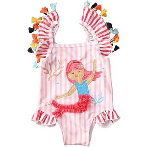 Zomer Badpak Peuter Baby Meisje Badmode 3D Borduren Bloemen Vissenstaart Badpak Verstoorde Badpak Beachwear 1-7Y