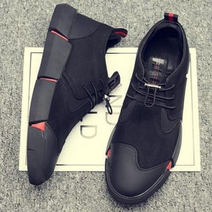 Brand Alle Zwarte Mannen Lederen Loopschoenen Ademend Sneakers Flats Mannen ZE-41