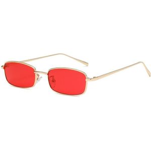 Rechthoek Vrouwen Zonnebril Legering Kleine Frame Clear Vierkante Mannen Zonnebril Vrouwen Vintage Shades Rood Geel Lens UV400
