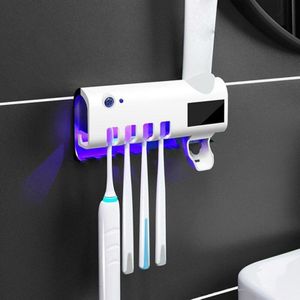 Uv Tandenborstel Sterilisator Wandmontage Tandenborstelhouder Usb Oplaadbare Sterilisator Automatische Tandpasta Dispenser Squeezers