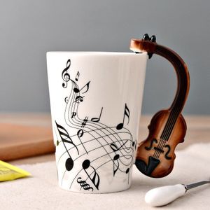 Geekhom Creatieve Muziek Viool Stijl Gitaar Keramische Mok Koffie Thee Melk Stave Cups Met Handvat Koffie Mok Novelty