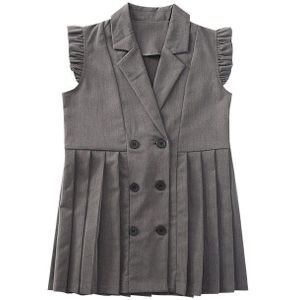 Kinderen Mode Mouwloze Jurk Blazers Voor Kinderen Meisjes Double-Breasted Formele Smoking Kleding Baby 2022 Geplooide Blazer-jurk