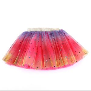 Meisje Sparkly Sterren Snoep Kleur Rok Multi Lagen Meisje Tutu Jurk Maat 2-8T Kinderen Stadium Toont Dagelijks dragen Kostuums 5 Kleuren