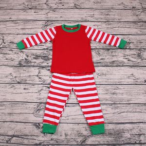 Kerst pyjama Familie Ruffle Lange Mouwen Tweedelige Meisje Kerst Pyjama Streep Broek Outfit Kids jongen Meisje Katoenen Pyjama Set