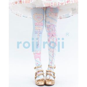 Lolita Sokken Vrouwelijke Harajuku Dark Gothic Fluwelen Afdrukken Over De Knie Sokken Lolita Japanse Harajuku Zoete Sokken