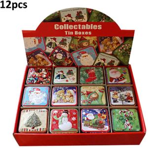 12PCS Kerstcadeau Doos Snoep Verpakking kinderen Kleine Doos Blikken Biscuit Verpakking Geschenkdoos Kerst Decoratie Ambachten