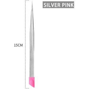 Black Nail Pincet Met Siliconen Drukken Hoofd Voor 3D Sticker Rhinestones Water Sticker Roze Rvs Tweezer Nagels Tool