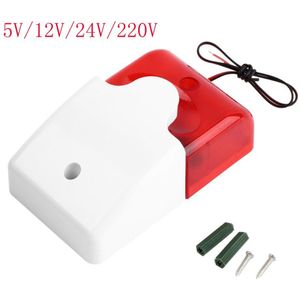 Mini Wired Strobe Sirene Duurzaam 5V 12V 24V 220V Sound Alarm Strobe Knipperende Rode Licht Geluid sirene Home Security Alarm Systeem