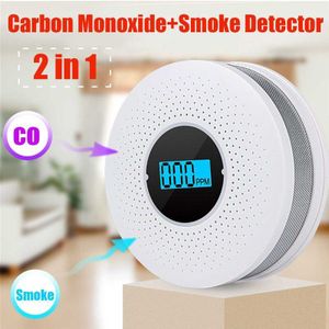 2 In 1 Led Digitale Gas Rookmelder Co Koolmonoxide Detector Voice Waarschuw Sensor Home Security Bescherming Hoge gevoelige