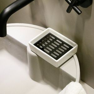 Stainless steel soap pad ceramic soap box drain double rectangular soap tray bathroom soap holder kitchen product