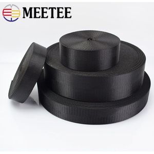 Meetee 5Meter Nylon Black Webbing Tape 25/32/38/50Mm Visgraat Patroon Rugzak Stof Band diy Riem Naaien Accessoires