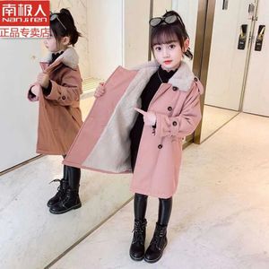 2022 Meisjes Jassen Herfst Winter Kleding Meisjes Plaid Verdikte Lam Kinderen Wollen Doek Jassen 5-12Y