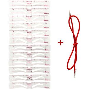 12 Pcs Verstelbare Wenkbrauw Vormen Stencil Hoofd Gemonteerde Grooming Wenkbrauw Template Kit Card Make-Up Tool Beauty