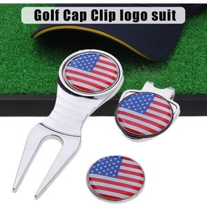 Golf Tool Set-Inclusief Hoed Clip En Bal Marker, pitch-Gereedschap Divot Aids Voor Golfer Gericht Tool, Reparatie Trainning Y4C3