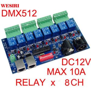 8CH DMX 512 LED Controller DMX512 Dimmer 8 Kanaals Schakelaar RELAIS UITGANG Decoder Max 10A