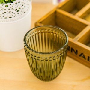 Keyama Gekleurde Strepen Reliëf Ontbijt Sap Glas Cup Home Decoratieve Glas Keuken Water Glas
