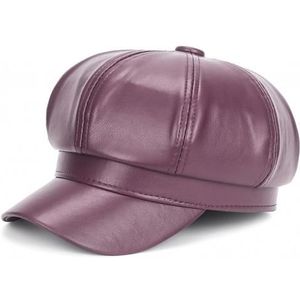Vrouwen Hoeden Baret Cap Kunstleer Verstelbare Octagon Faux Lederen Hoeden Voor Party Street Wear Шапка Зимняя Женская