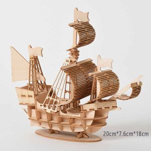 Lasersnijden Diy Zeilschip Speelgoed 3D Houten Puzzel Speelgoed Assemblage Model Hout Ambacht Kits Bureau Decoratie Voor Kinderen Kids