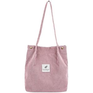 Vrouwen Schoudertas Hoge Capaciteit Corduroy Tote Dames Pure Handtas Opvouwbare Herbruikbare Shopping Reizen Strandtas # Yj