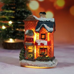 Kerstverlichting Hars Miniatuur Huis Meubelen Led Huis Versieren Creatieve Kerstcadeaus Verlichting Party 03