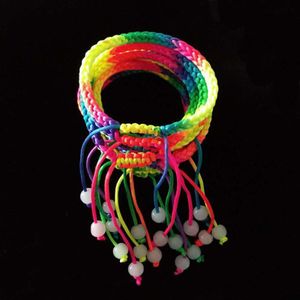 10 x Katoen Regenboog Macrame Multi-Colour Gevlochten Koord Draad Verstelbare Opening Manchet Armbanden Unisex Handgemaakte Sieraden