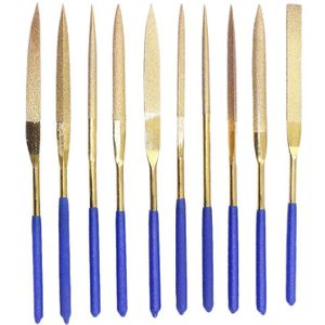 10Pc Precisie Diamant Rasp Naald File Set Diamant Diverse Bestand Handgereedschap Voor Metaal En Hout Verwerking-Goud