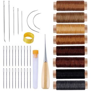 Lederen Gereedschap Set Professionele Leathercraft Gewaxt Draad Naalden Priem Hand Stiksels Carving Werk Zadel Naaien Accessoires