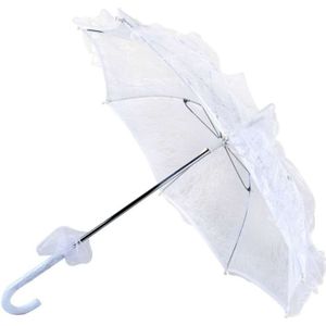 Womens Western Style Hollow Out Bloemen Kant Paraplu Wedding Bridal Manual Opening Fleur Parasol Ruches Trim Romantische Foto
