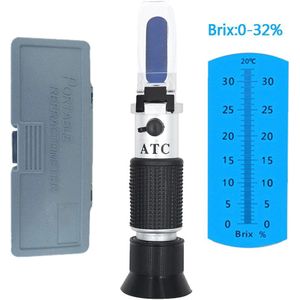 0 ~ 32% Brix Tester Hand-Held Refractometer Met Atc Suiker Sacharimeter Meter Druif Zoetheid Inhoud Meten Voor Sap groente