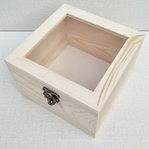 Houten Afsluitbare Doos Glas Top Display Case Bloem/Ambachten Verpakking