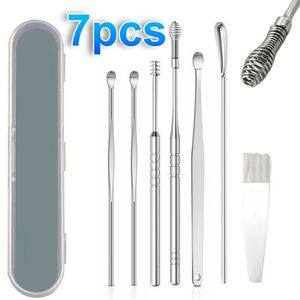 Rvs Oor Pick 7 Stuk Set Spiraal Lente Oor Pick Oor Picking Tool Cleaning Kit Kind Volwassen Oor pick Gezondheidszorg