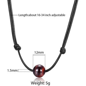 Valentine Paar Ketting Sieraden Lederen Ketting Choker Voor Mannen Vrouwen Eenvoudige Enkele Kraal Tiger Eye Stone Verstelbare LDN132