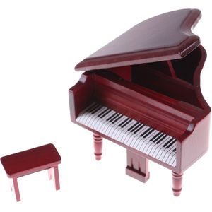 Vivid Red Grand Piano Model Met Muziek Kruk Muziekinstrument Miniatuur Display Model Beste Cadeau Voor Kind En Familie 1 set