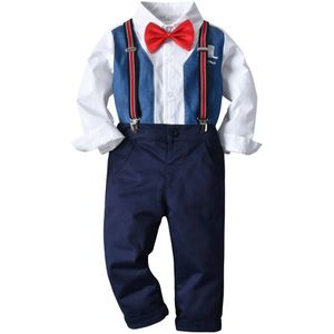 kinderen boy formele pak vest shirt Top + bib 2 Stuks schattige peuter jongen kleding pak bruiloft pak