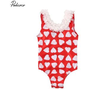 Zomer Badpak Mode Peuter Baby Baby Kids Meisjes Bloemen Badmode Harten Print Zwemmen 3D Bloem Een Stuk Bikini