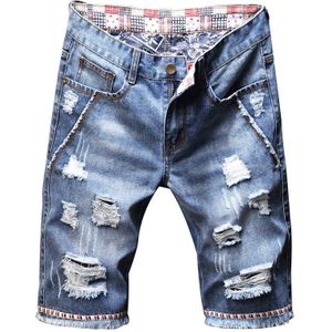 Zomer Mannen Ripped Lichtblauw Korte Jeans Casual Slim Fit Denim Shorts Mannelijke Kleding