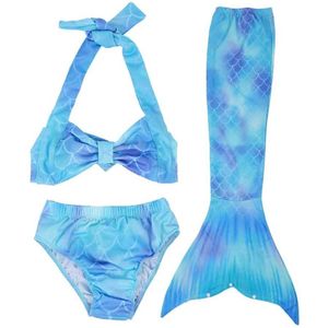 3Pcs Meisjes Badpak Bikini Set Zee-Meid Zwemmen Kostuums Met Vissenstaart