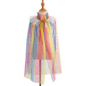 Halloween Kostuum Meisjes Sequin Prinses Shawl Kleurrijke Tulle Cape Mantel Kind Fancy Dress Up Cosplay Party Accessoires M6CD