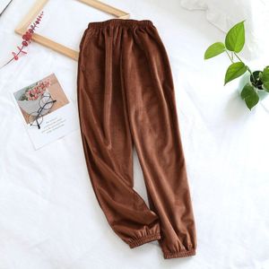 Goud Fluwelen Warm Vrouwen Thuis Broek Kleine Voeten Sluiting Broek Effen Kleur Slaap Bodems Voor Lente Herfst Slaap Slijtage Voor vrouwen