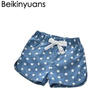 Meisjes Leuke Shorts Demin Dot Kant Tij Baby Korte Broek Zomer Kinderen Broek Kinderen Kleding Baby Dunne Denim Shorts