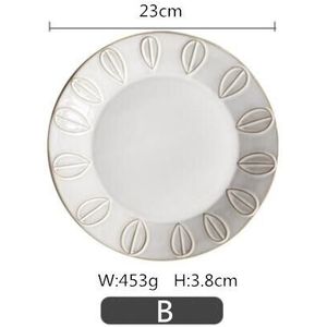 Witte Antieke Opluchting Keramische Diner Plaat Set Porselein Belangrijkste Schotel Dienblad Dessert Salade Gerechten Servies 1 Pc