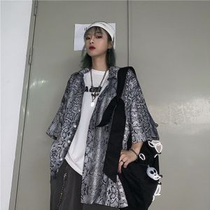 Unisex! Mannen Vintage Streetwear Blouse Hip Hop Harajuku Punk Gothic Slangenprint Tops Shirt Mannen Blouse Koreaanse Camo Rap Blusas