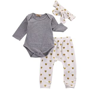 0-18M Pasgeboren Baby Baby Meisjes 3 Stuks Kleding Sets T-shirt Tops + Lange Broek Leggings Outfit Set
