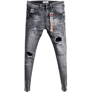 Denim Ripped Broek Mannen Slanke Skinny Jeans Mannen Retro Enkellange Sociale Jeugd Broek Kapper Potlood Broek